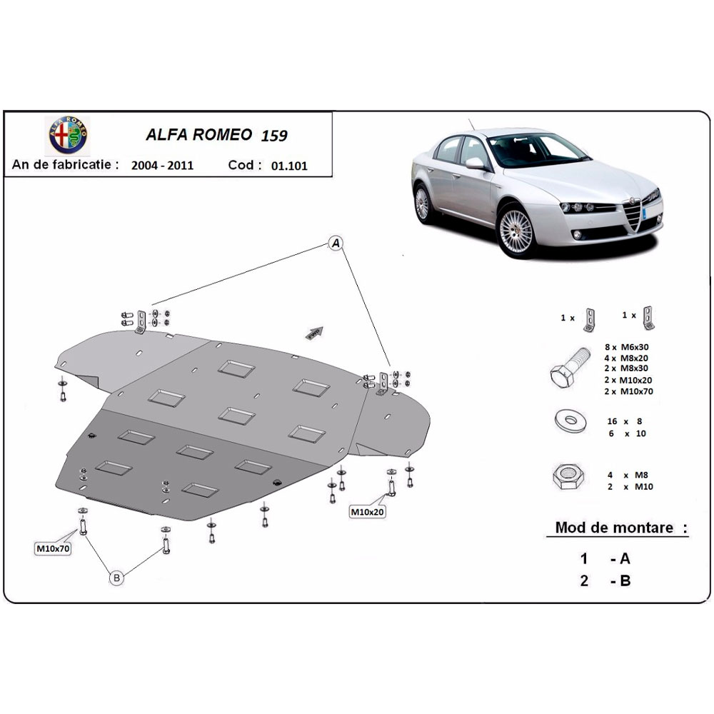 Steel Skid Plate Alfa Romeo 159 2004-2011