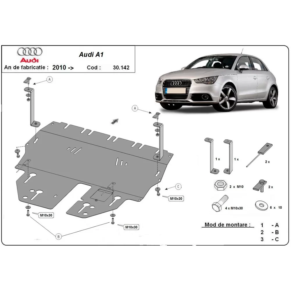 Steel Skid Plate Audi A1 2010-2017