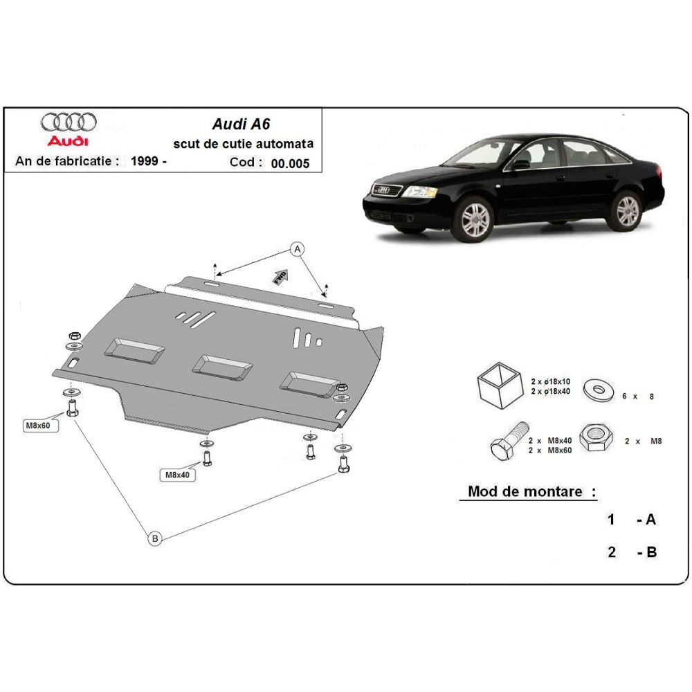 Steel Automatic Gearbox Skid Plate Audi A6 1997-2004