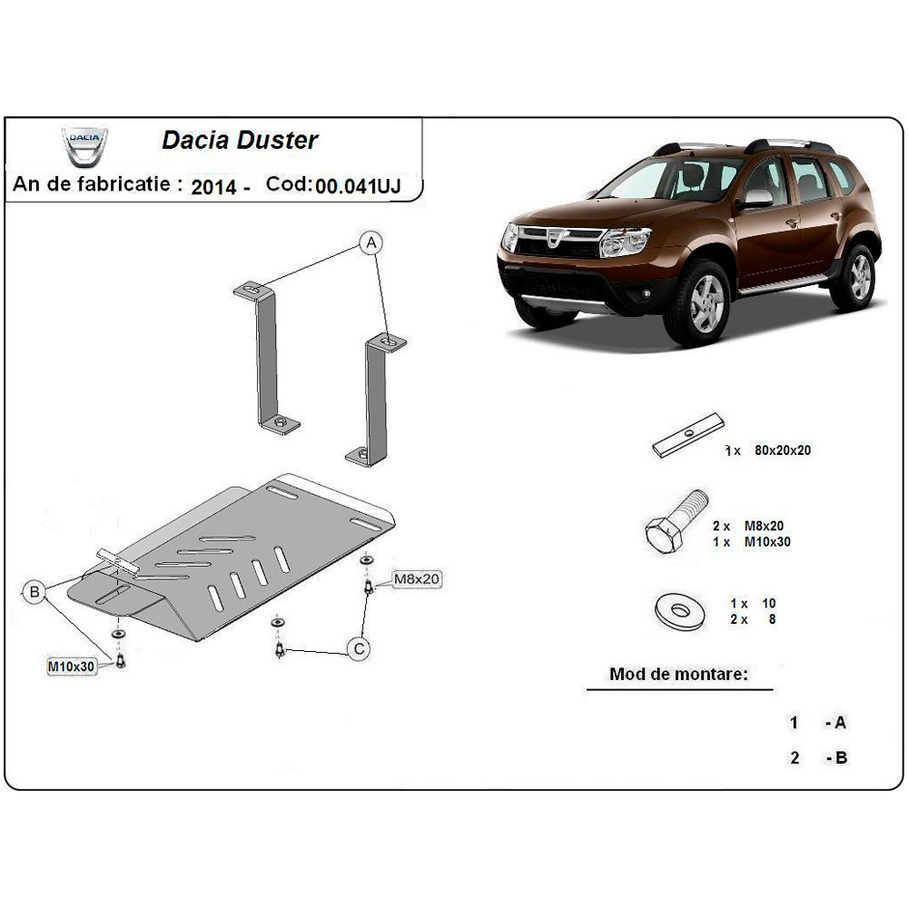 Steel Differential Skid Plate Dacia Duster 4x4 2014-2017