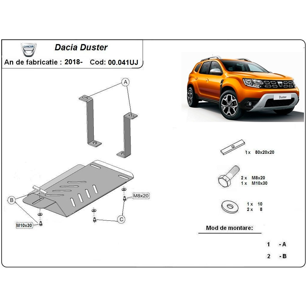 Steel Differential Skid Plate Dacia Duster 4x4 2018-2023