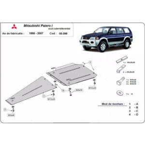 Steel Gearbox And Differential Skid Plate Mitsubishi Pajero Sport 1 1998-2007
