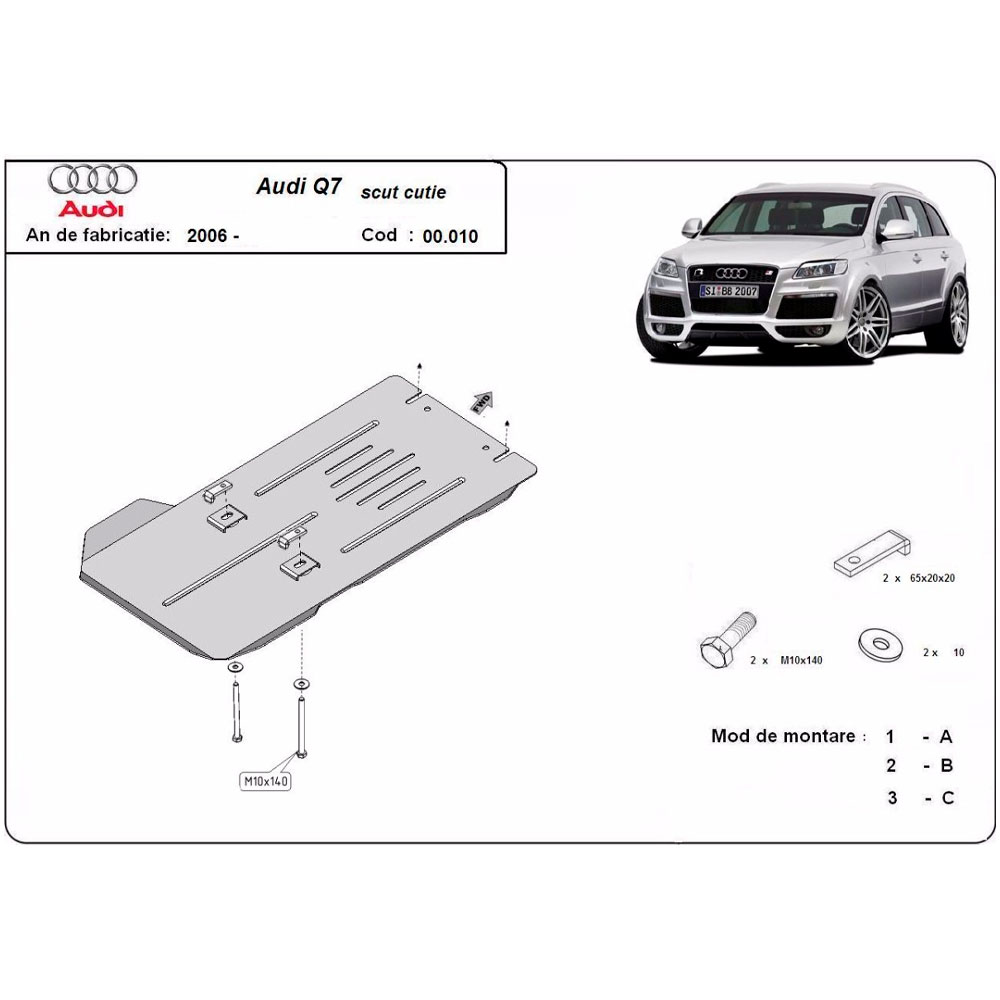 Steel Gearbox Skid Plate Audi Q7 2006-2015