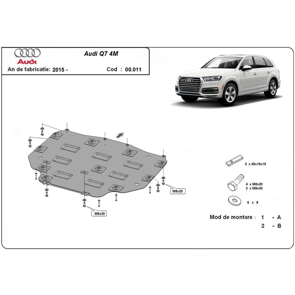 Steel Gearbox Skid Plate Audi Q7 2016-2024
