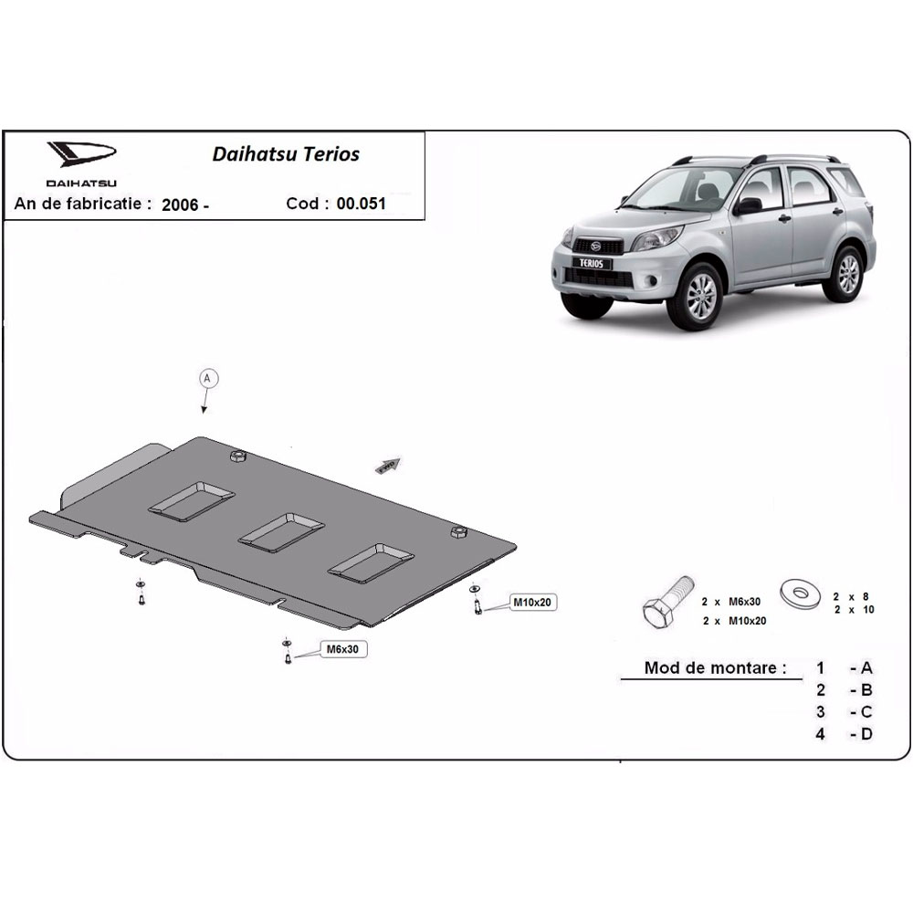 Steel Gearbox Skid Plate Daihatsu Terios 2006-2018