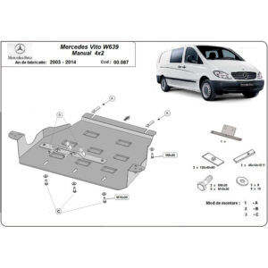 Steel Gearbox Skid Plate Mercedes Vito W639 2.2 D 4x2 2003-2014