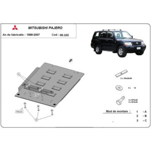Steel Gearbox Skid Plate Mitsubishi Pajero 3 (V60, V70) 1999-2007
