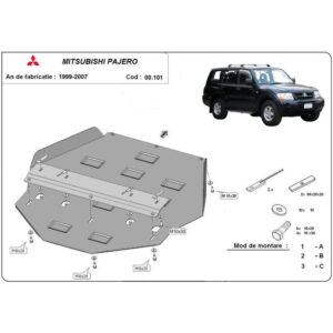 Steel Gearbox Skid Plate Mitsubishi Pajero 3 (V60, V70) 2.0 1999-2007