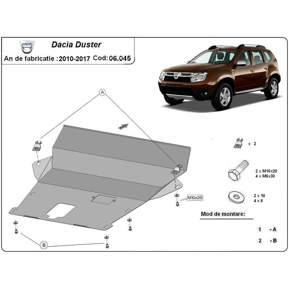 Steel Skid Plate 2,5mm Dacia Duster 2010-2017