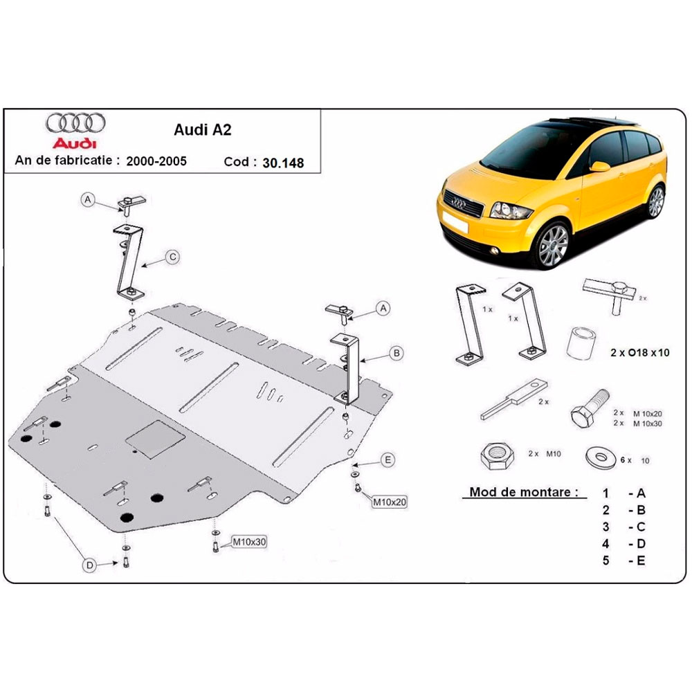 Steel Skid Plate Audi A2 2000-2005