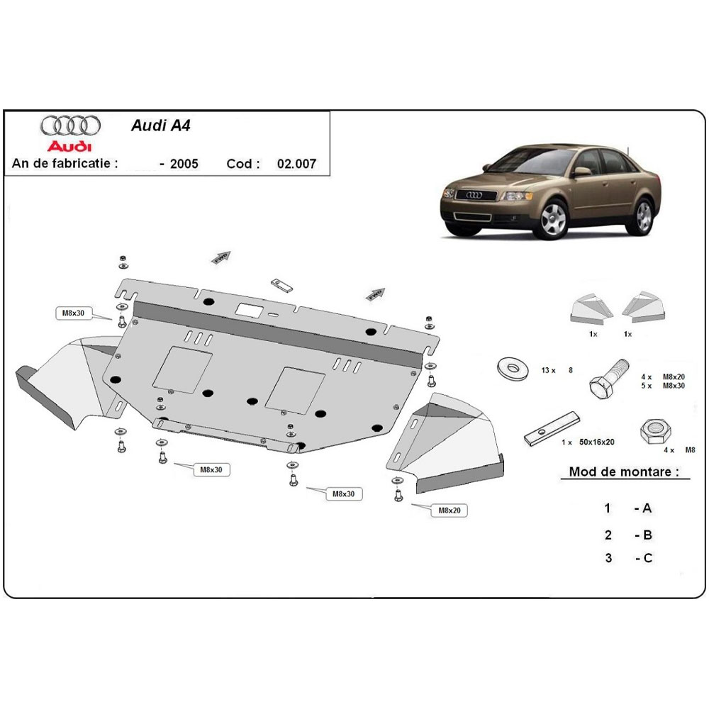 Steel Skid Plate Audi A4 B6 Diesel 2000-2005