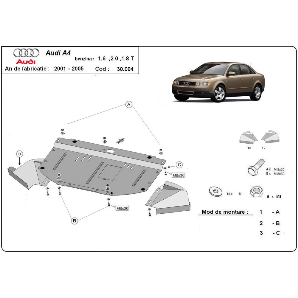 Steel Skid Plate Audi A4 B6 2000-2005
