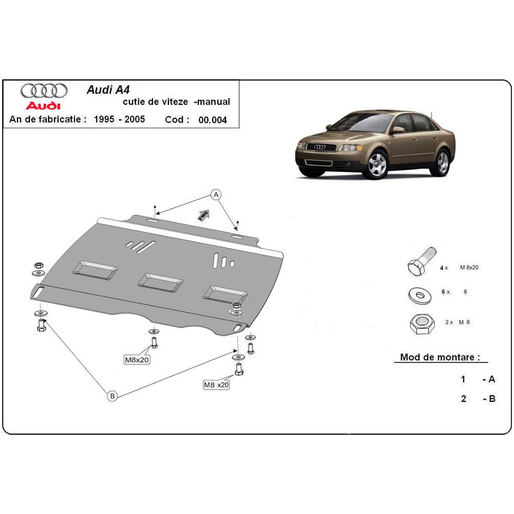 Steel Manual Gearbox Skid Plate Audi A4 B6 2000-2005