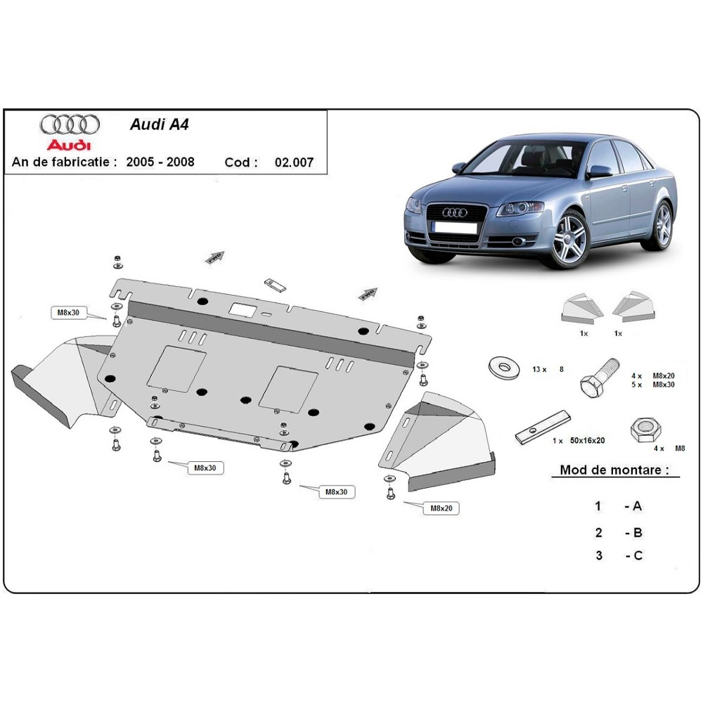 Steel Skid Plate Audi A4 B7 2005-2008