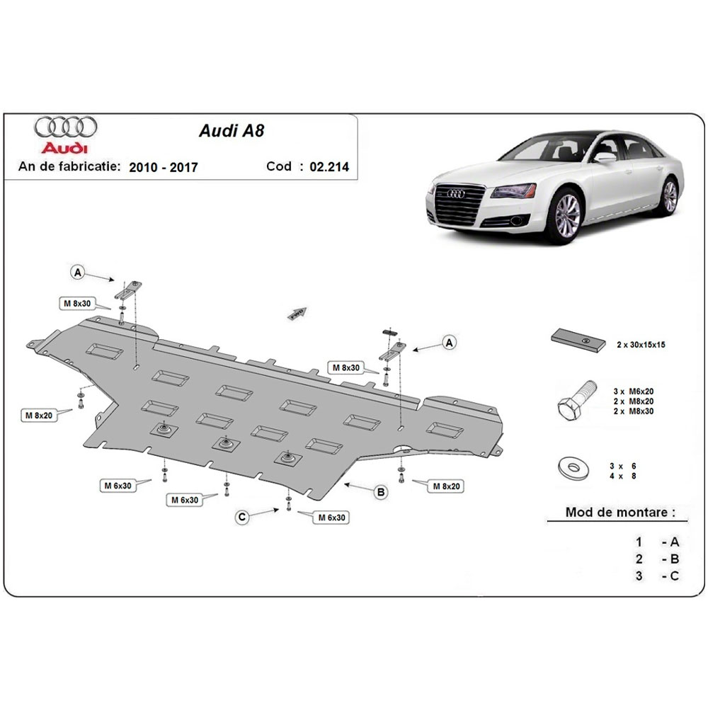 Steel Skid Plate Audi A8 2010-2017