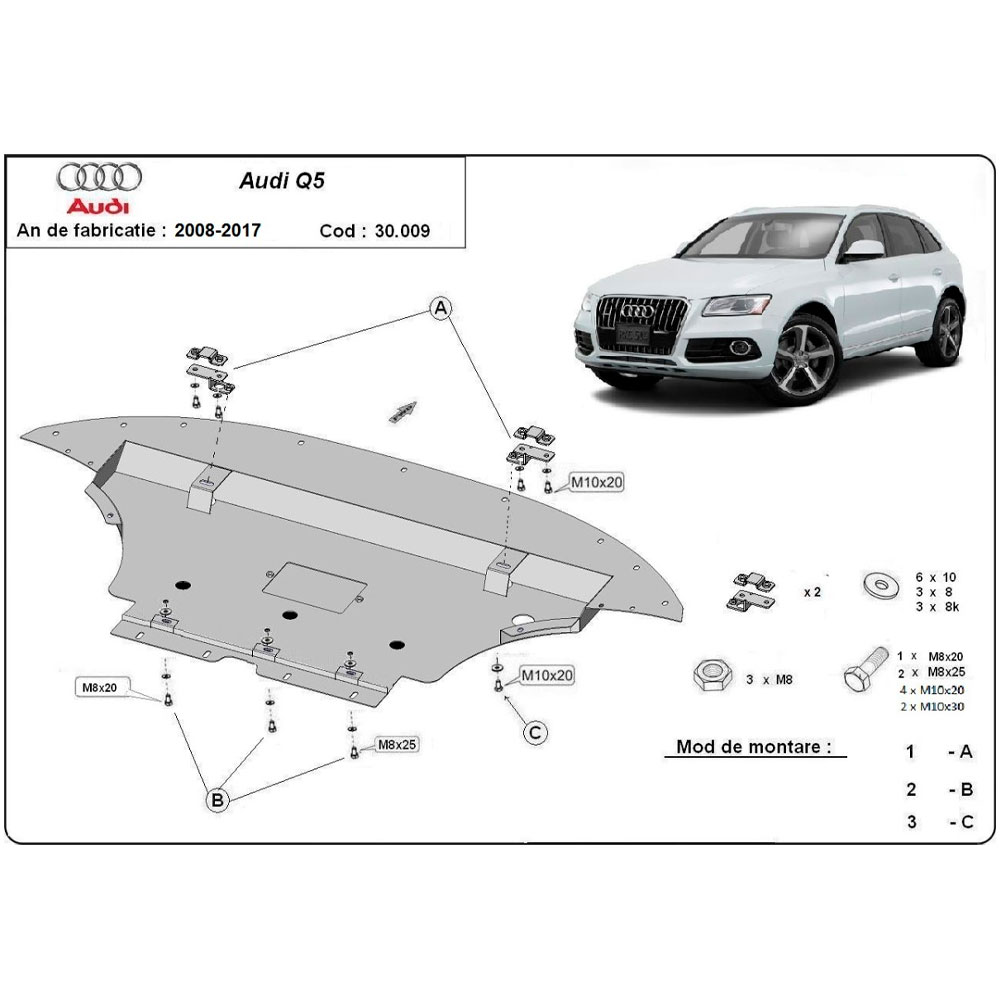 Steel Skid Plate Audi Q5 2008-2017