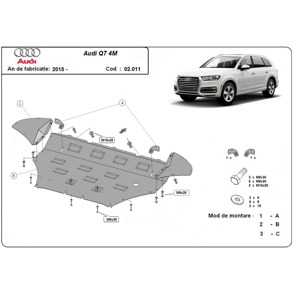 Steel Skid Plate Audi Q7 2016-2024