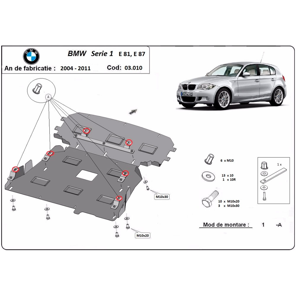Steel Skid Plate BMW Serie 1 E81/E87 2004-2011