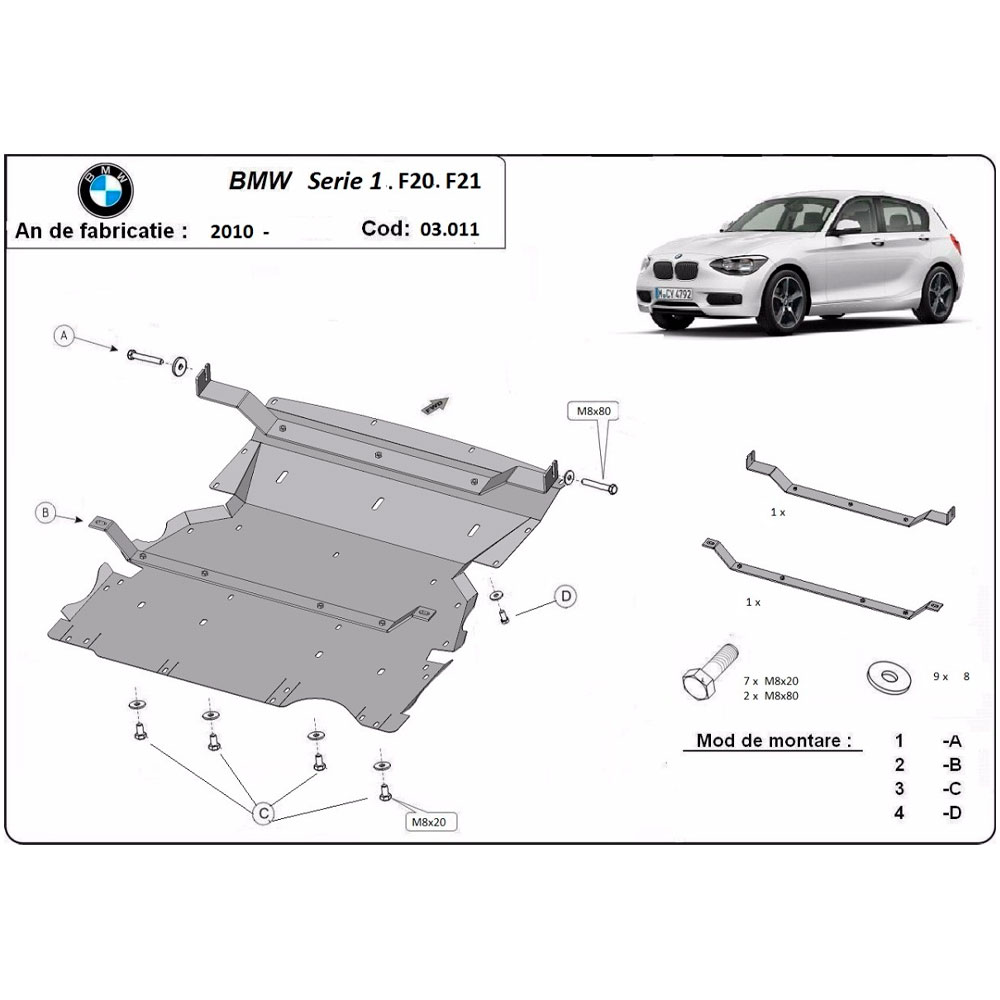Steel Skid Plate BMW Serie 1 F20/F21 2011-2018