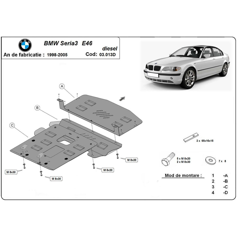 Steel Skid Plate BMW Serie 3 E46 Diesel 1998-2005