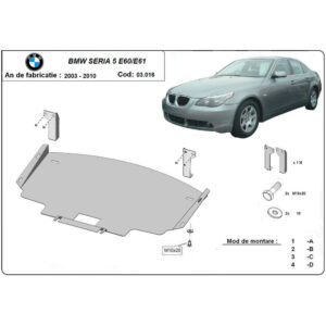 Steel Skid Plate BMW Serie 5 E60/E61 Standard Front Bumper 2003-2010