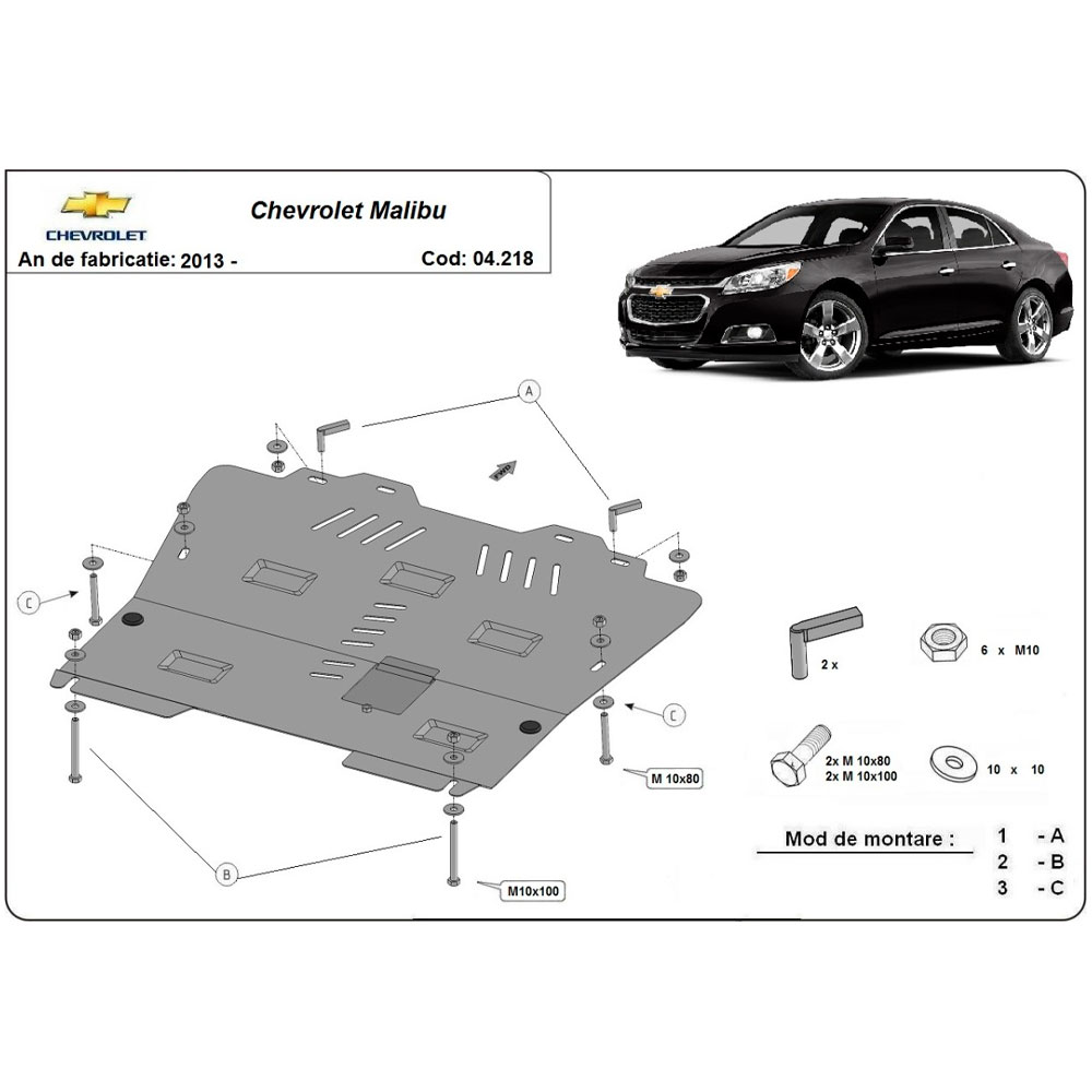 Steel Skid Plate Chevrolet Malibu 2013-2015