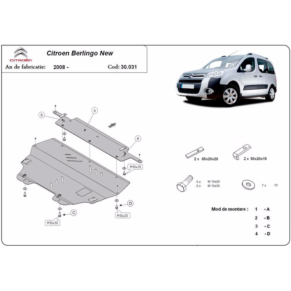 Steel Skid Plate Citroen Berlingo 2008-2018