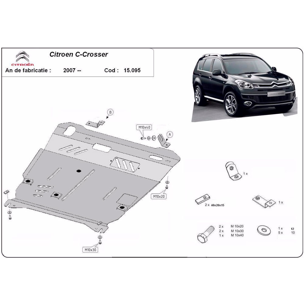 Steel Skid Plate Citroen C-Crosser 2007-2012