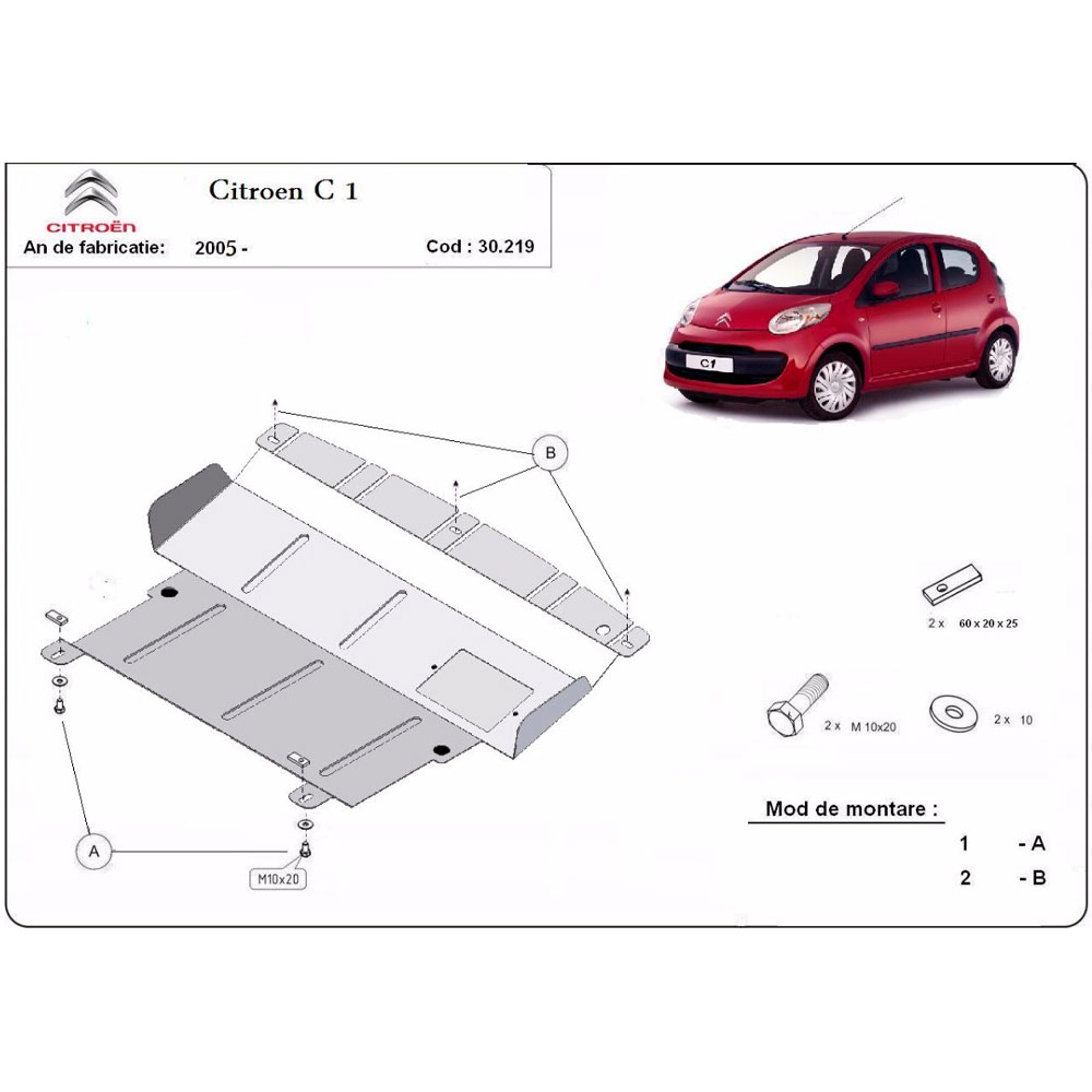 Steel Skid Plate Citroen C1 2005-2014