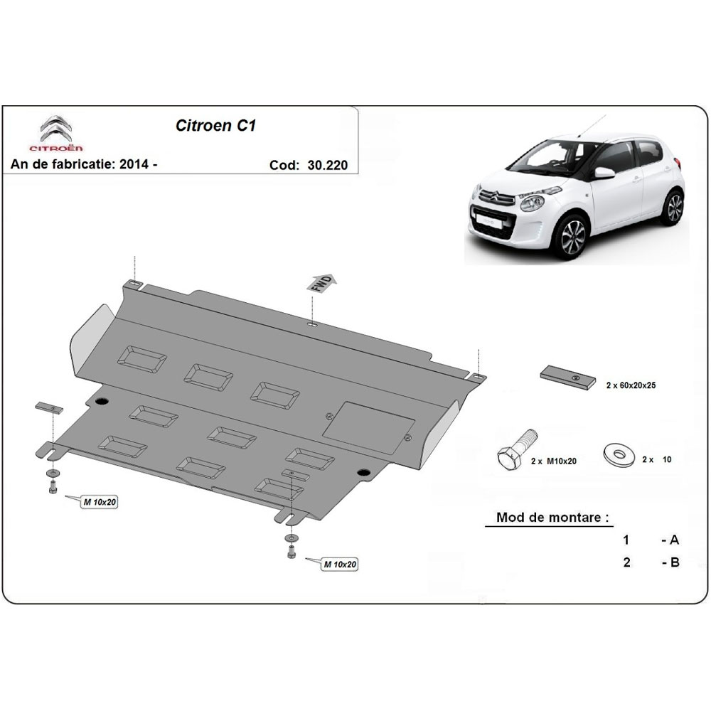 Steel Skid Plate Citroen C1 2014-2022