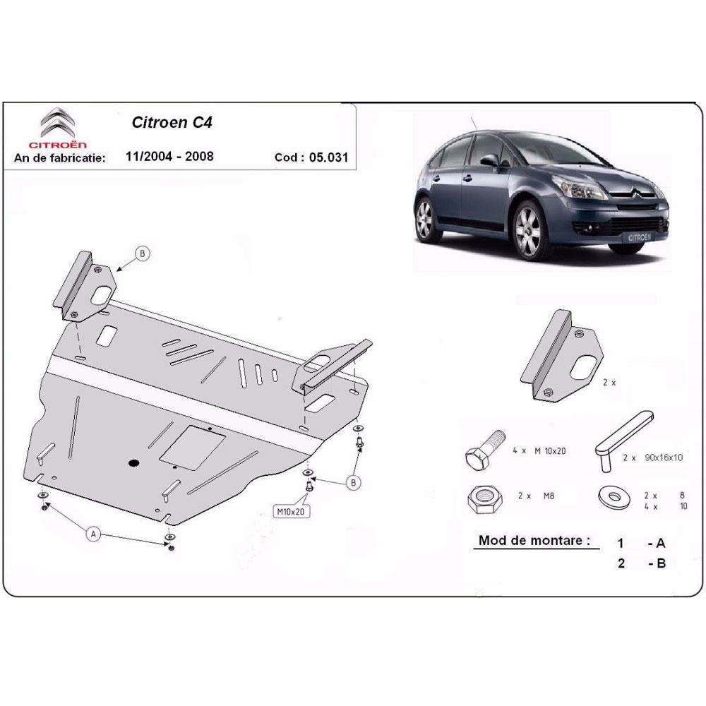Steel Skid Plate Citroen C4 2004-2008