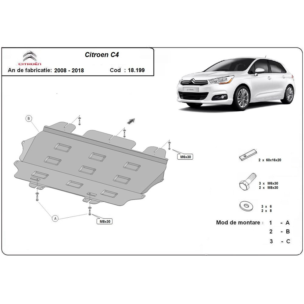 Steel Skid Plate Citroen C4 2008-2018