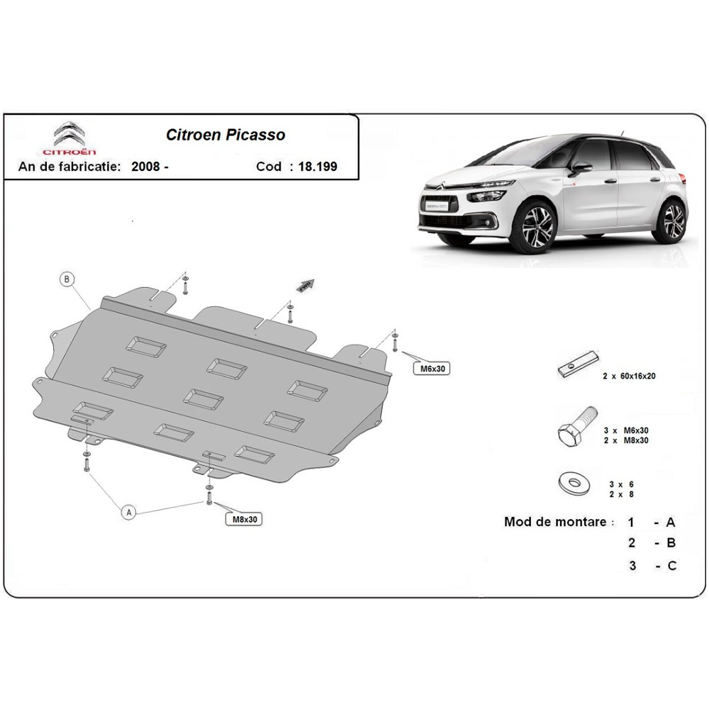 Steel Skid Plate Citroen C4 Picasso 2008-2018