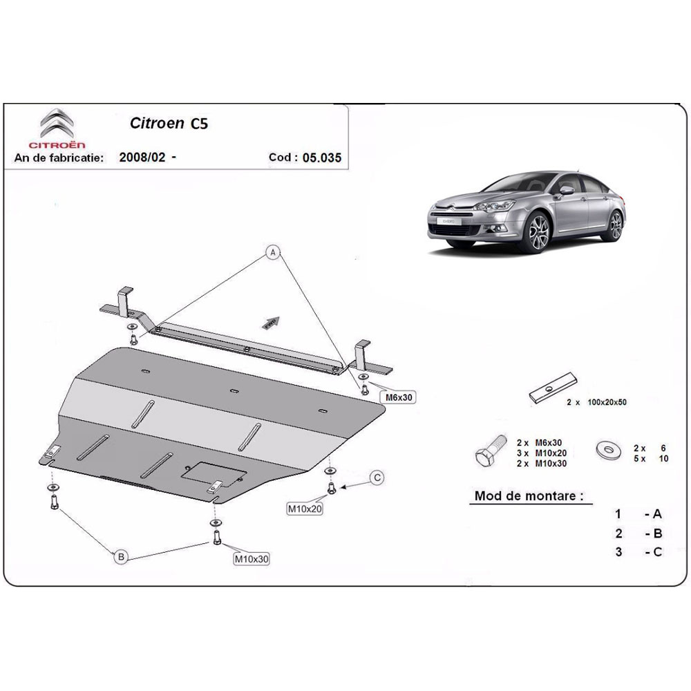 Steel Skid Plate Citroen C5 2008-2017