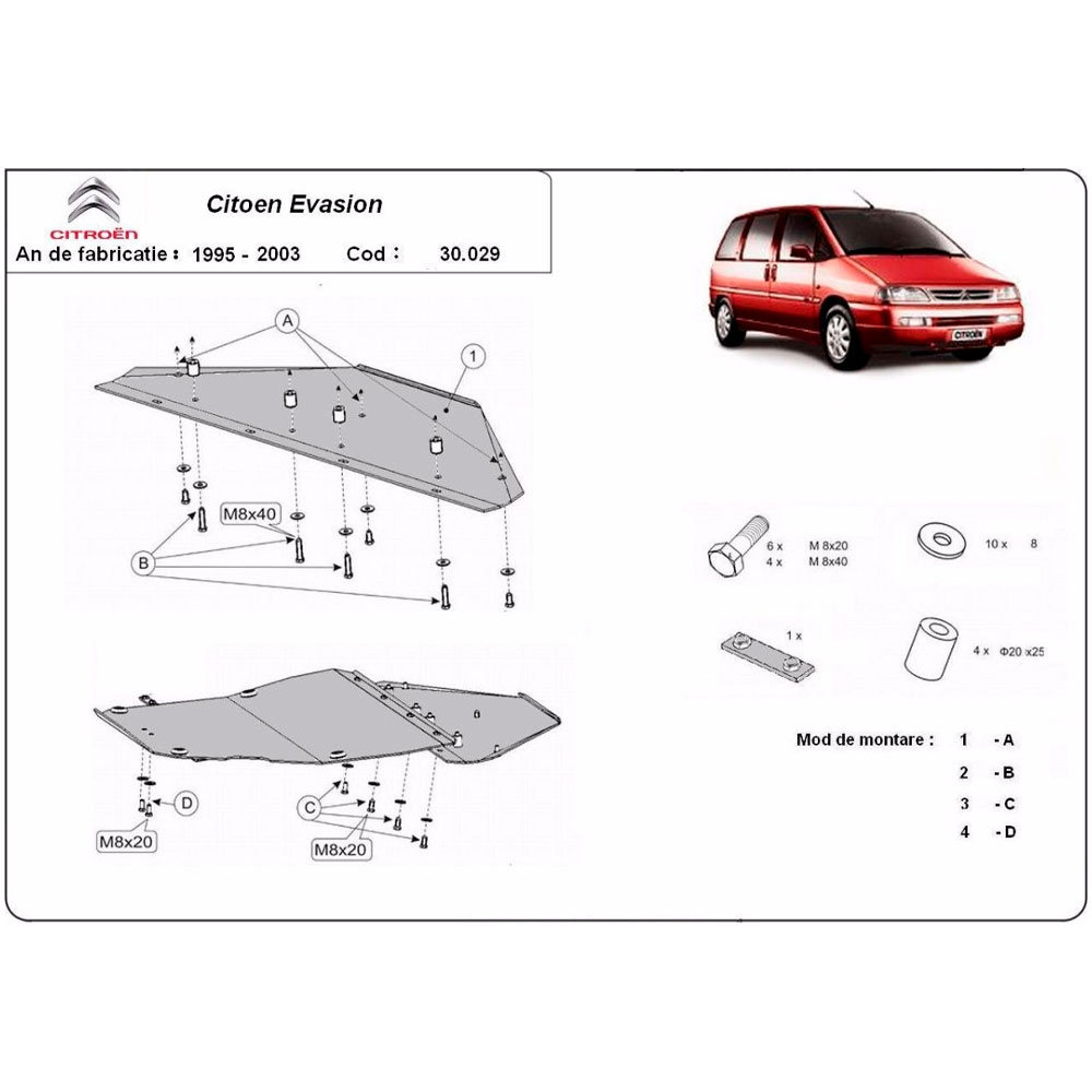 Steel Skid Plate Citroen Evasion 1995-2003