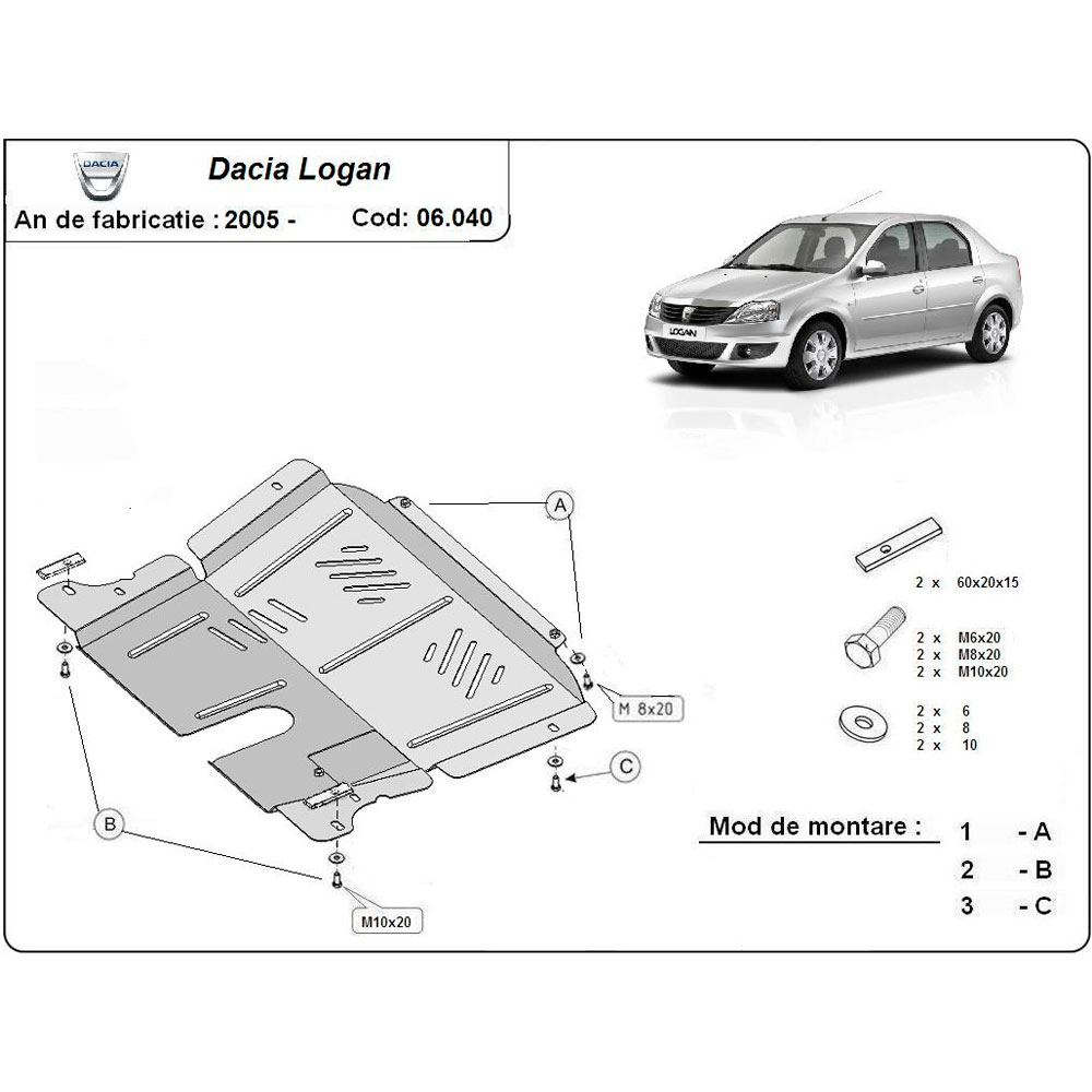 Steel Skid Plate Dacia Logan 1 2005-2012