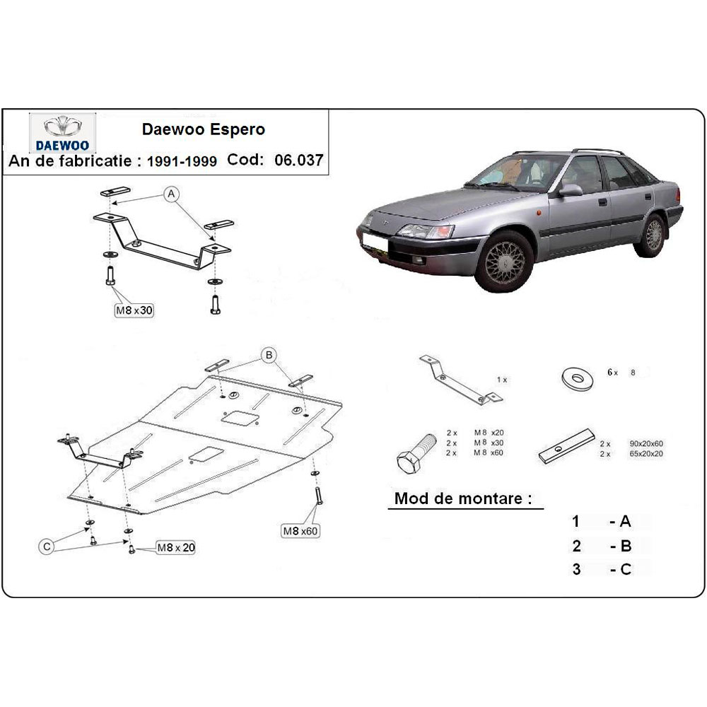 Steel Skid Plate Daewoo Espero 1991-1999