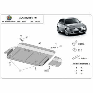 Steel Skid Plate, Engine And The Gearbox Alfa Romeo 147 2000-2010
