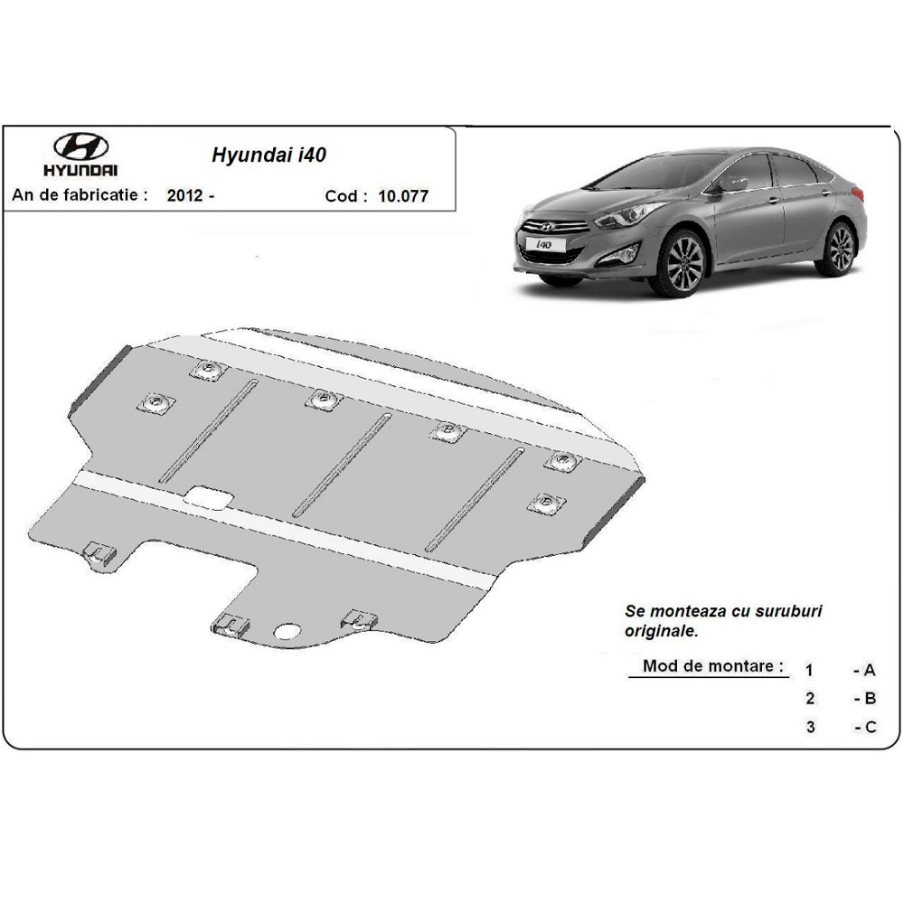 Steel Skid Plate, Engine And The Gearbox Hyundai i40 2012-2015