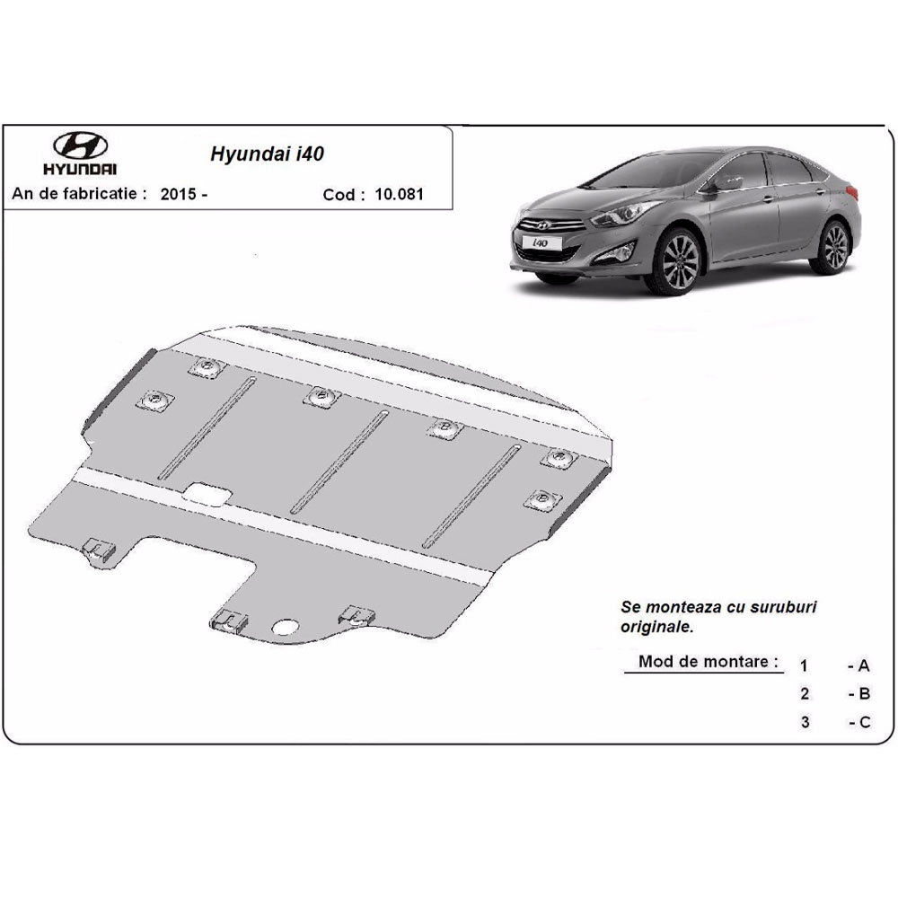 Steel Skid Plate, Engine And The Gearbox Hyundai i40 2015-2019