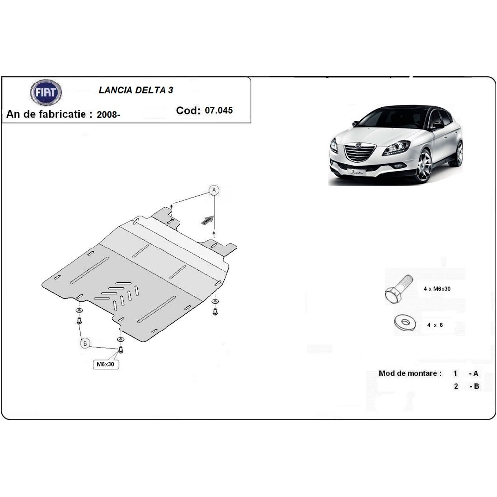 Steel Skid Plate, Engine And The Gearbox Lancia Delta 3 2008-2014