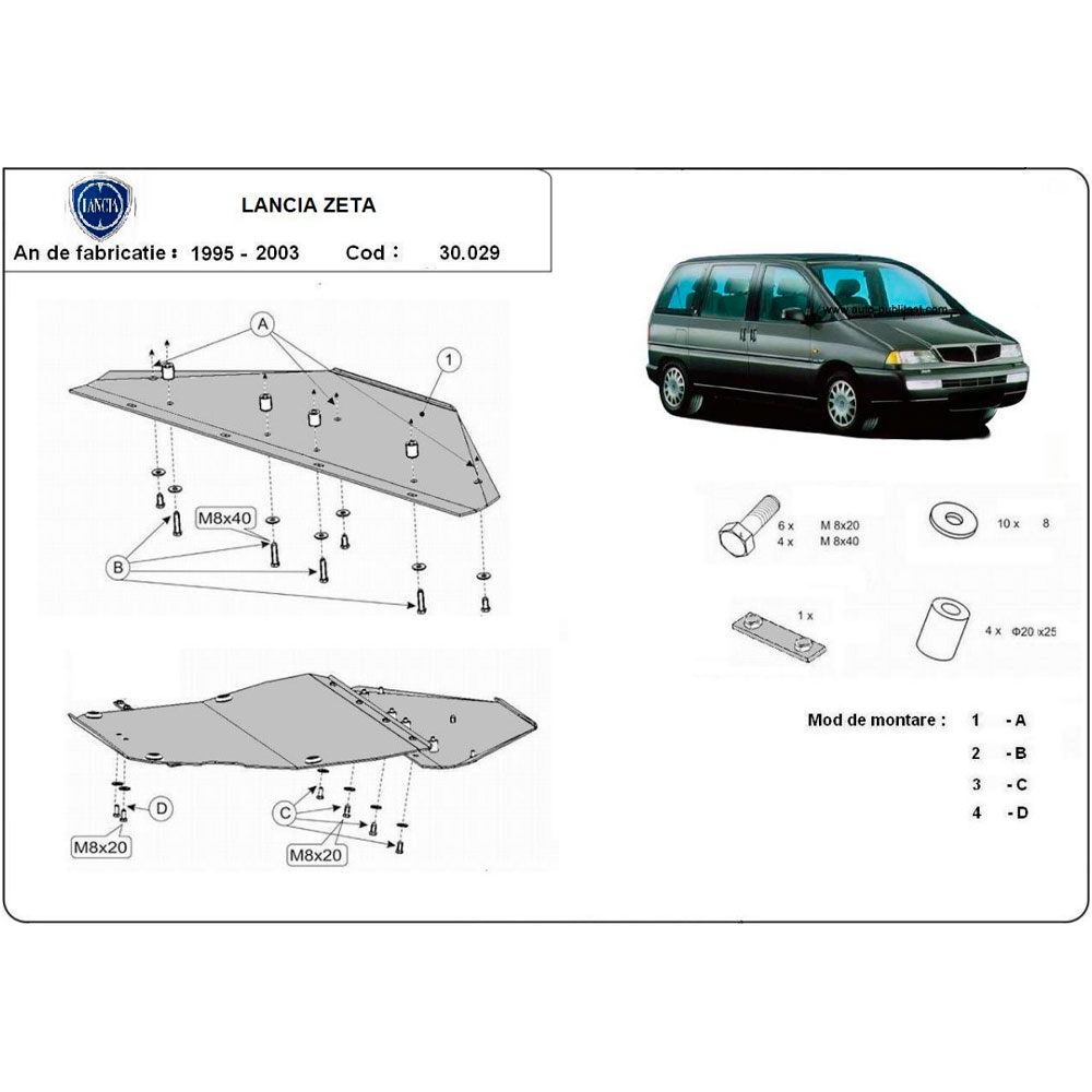 Steel Skid Plate, Engine And The Gearbox Lancia Zeta 1995-2003