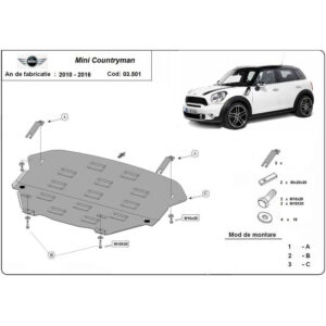 Steel Skid Plate, Engine And The Gearbox Mini Countryman 2010-2017