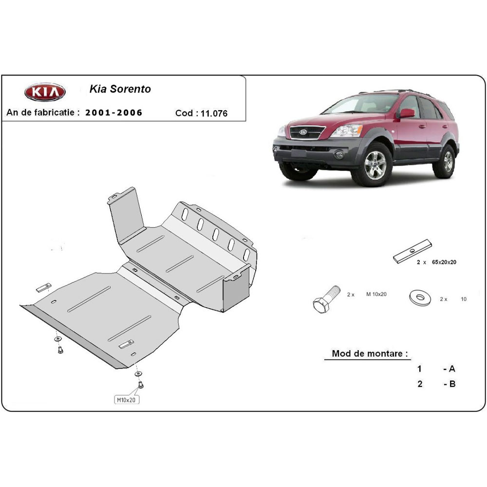 Steel Skid Plate, Engine And The Radiator Kia Sorento 2002-2006
