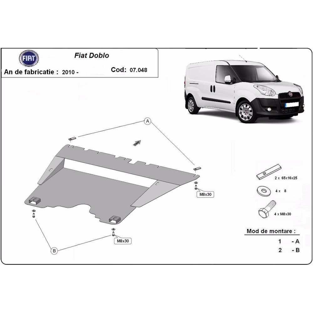 Steel Skid Plate Fiat Doblo 2010-2024