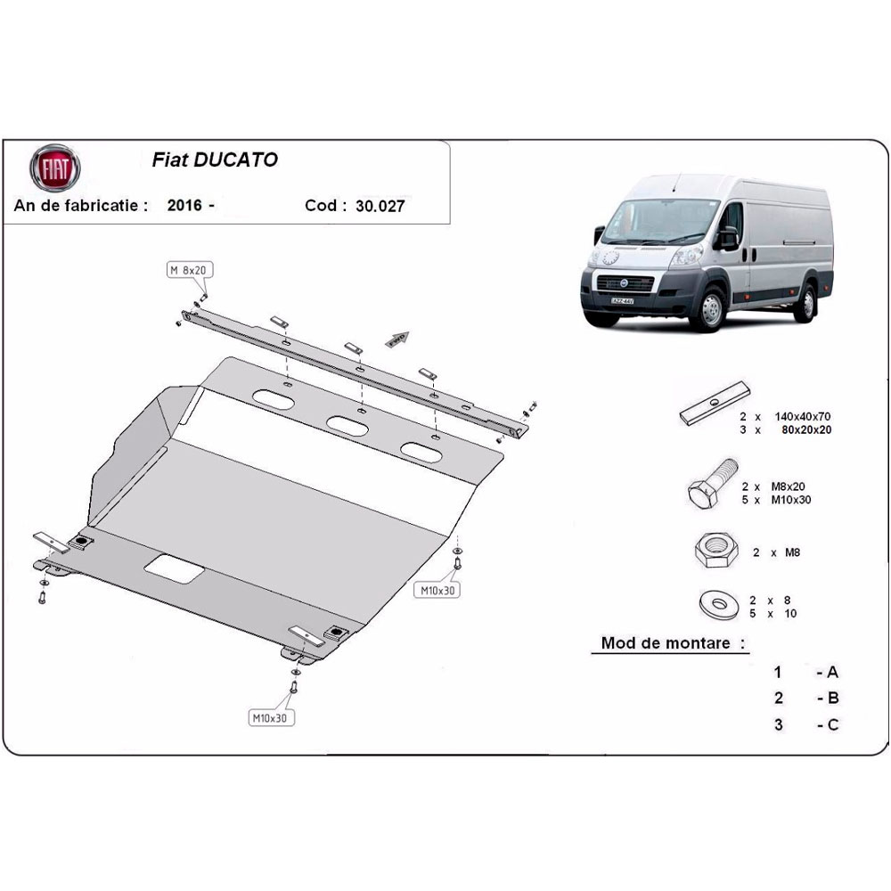 Steel Skid Plate Fiat Ducato 2016-2024