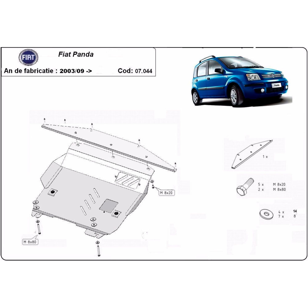 Steel Skid Plate Fiat Panda 2003-2012