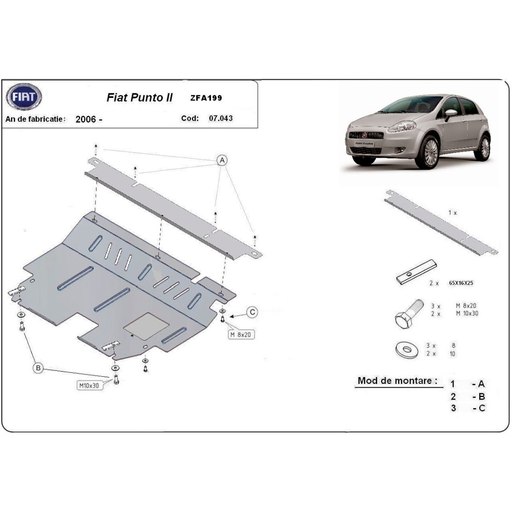 Steel Skid Plate Fiat Punto 2006-2018