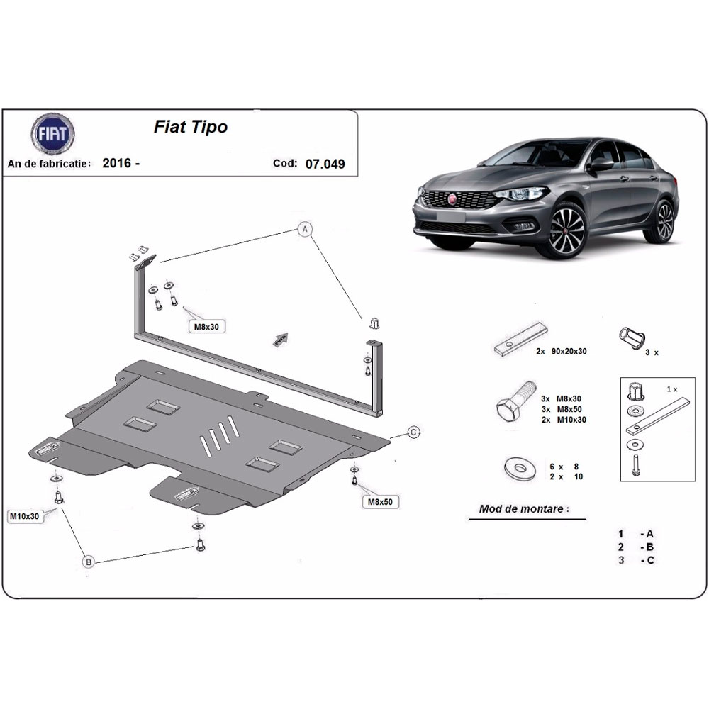 Steel Skid Plate Fiat Tipo 2016-2024