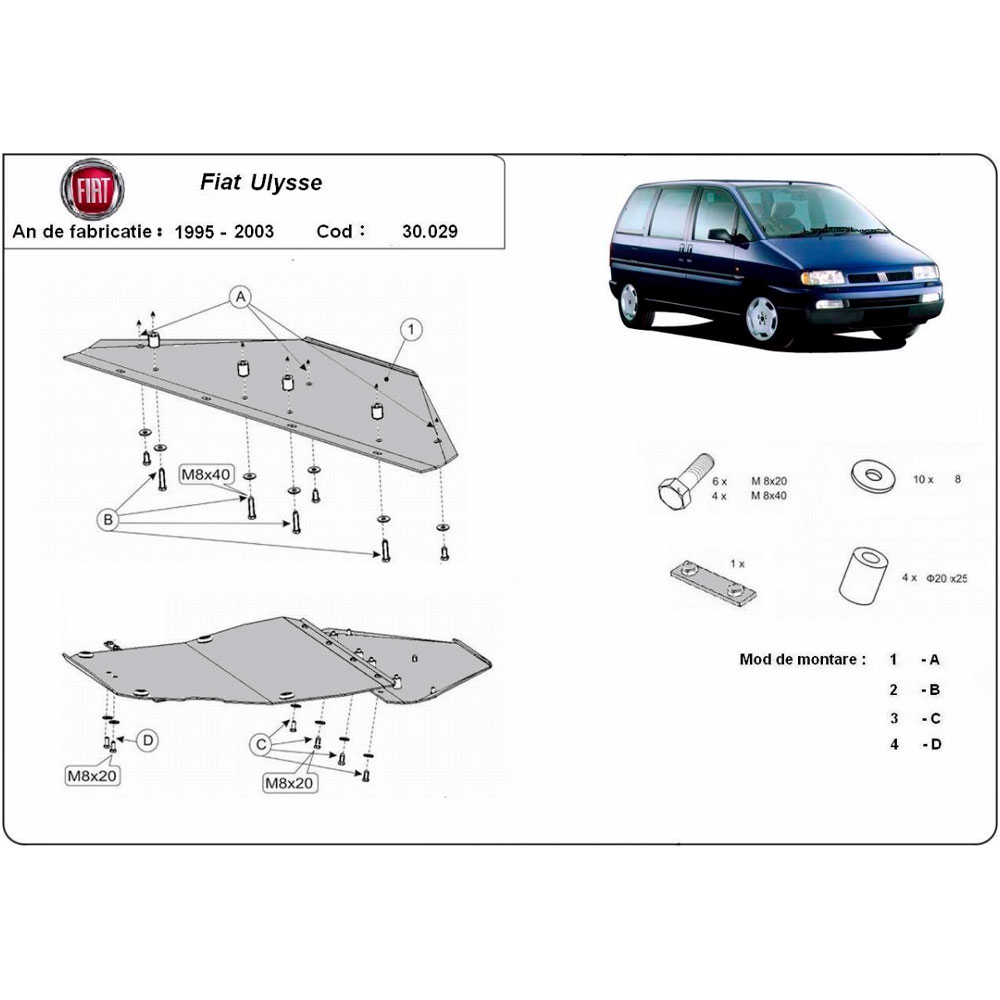 Steel Skid Plate Fiat Ulysse 1995-2003